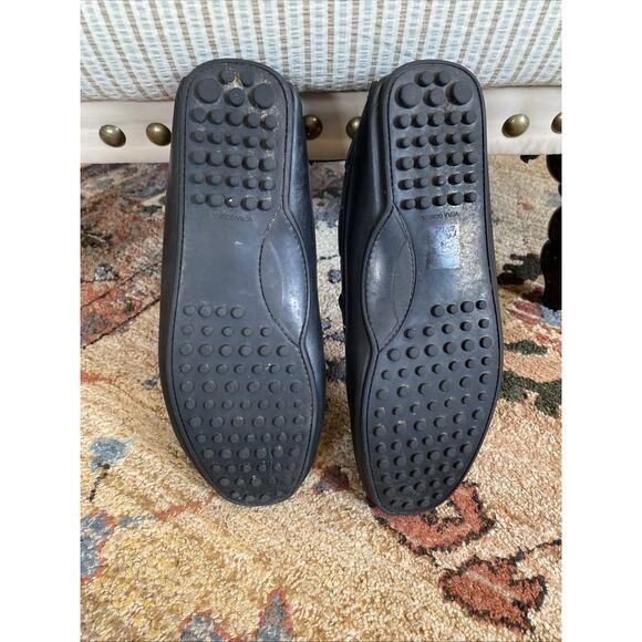 Vera Gomma 43 Sz 10 Driving Loafers Dress Moccasins Pull On Black Leather Italy - Picture 8 of 11